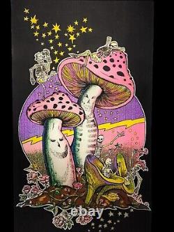 RARE VTG Grateful Dead Dancing Skeletons And Mushrooms Psychedelic Poster Huge