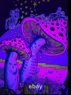 RARE VTG Grateful Dead Dancing Skeletons And Mushrooms Psychedelic Poster Huge