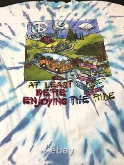 RARE Vintage 90s Grateful Dead T Shirt Tie Dye All Over Print Enjoying The Ride