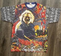 RARE Vintage Grateful Dead Jerry Garcia Heaven Smiles 1995 AOP All Over Shirt XL