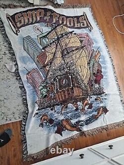 RARE Vintage Grateful Dead Ship of Fools Woven Blanket Tapestry