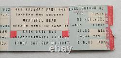Rare 1977 GREATFUL DEAD Original Full Concert Ticket-Raceway Park Englishtown NJ