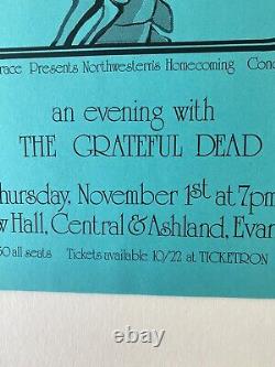 Rare Grateful Dead 1973 Poster. McGraw Hall, Evanston, Illinois. BLUE VERSION