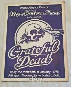 Rare Grateful Dead 1978 Vintage Program Stop Nuclear Power Santa Barbara 1/13/78