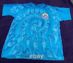 Rare Grateful Dead 1990's Blue Hypnotic Skull Spiral AOP T-shirt