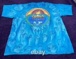 Rare Grateful Dead 1990's Blue Hypnotic Skull Spiral AOP T-shirt