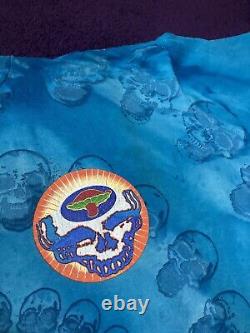 Rare Grateful Dead 1990's Blue Hypnotic Skull Spiral AOP T-shirt