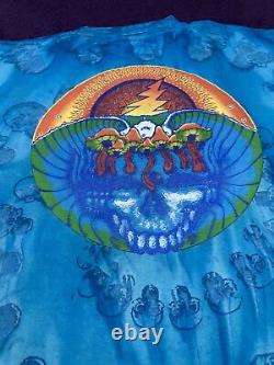 Rare Grateful Dead 1990's Blue Hypnotic Skull Spiral AOP T-shirt