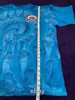 Rare Grateful Dead 1990's Blue Hypnotic Skull Spiral AOP T-shirt