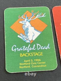 Rare Grateful Dead Backstage Pass Set Of Deers From Connecticut 4-3-86 4-4-86