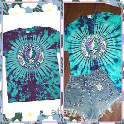 Rare NWOT Grateful Dead Official 100% Cotton Tee M STEAL Face BLUE Tie Dye Shirt