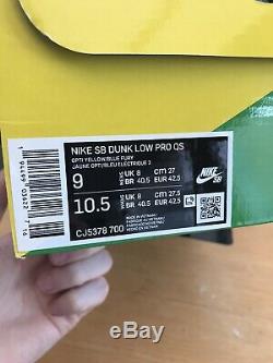 Rare Nike SB Dunk Low Pro QS Grateful Dead UK 8 Yellow / Very Minor Flaw