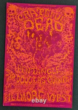 Rare Original 1969 Grateful Dead Fillmore West Sir Douglas Quintet Poster 2nd