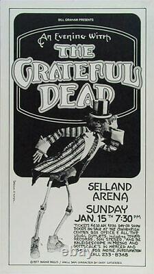 Rare Original Grateful Dead 1978 Selland Arena Fresno Poster signed Randy Tuten