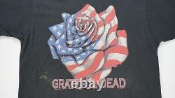 Rare VTG LIQUID BLUE The Grateful Dead American USA Flag Rose 1995 T Shirt 90s L