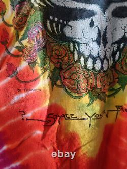 Rare Vintage 1987 Grateful Dead Space Your Face Tie Dye T-Shirt Skull Size L