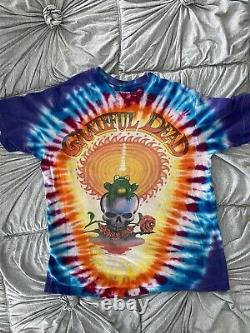 Rare Vintage GRATEFUL DEAD Tye Dye Rainbow Liquid Frog 1987 Tour NYC Shirt Sz M