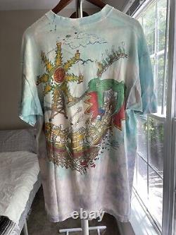 Rare Vintage Grateful Dead 1993 Tour Band Shirt XL Weed Brockum Liquid Blue