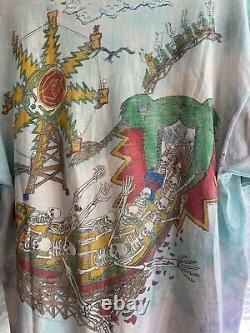 Rare Vintage Grateful Dead 1993 Tour Band Shirt XL Weed Brockum Liquid Blue