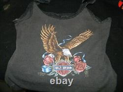 Rare Vintage Grateful Dead Harley Davidson Tank Top Womens Sz Small 3d Emblem