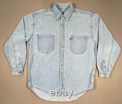 Rare Vintage Grateful Dead SYF Denim Button Up U. S. Blues Steal Your Face LG