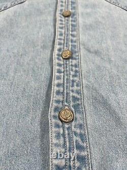 Rare Vintage Grateful Dead SYF Denim Button Up U. S. Blues Steal Your Face LG