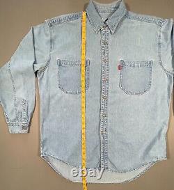 Rare Vintage Grateful Dead SYF Denim Button Up U. S. Blues Steal Your Face LG