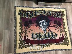 Rare Vintage Grateful Dead Skull & Roses Woven Blanket Throw Rug Bertha Tapestry