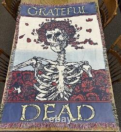 Rare Vintage Grateful Dead Tapestry Throw Blanket Bertha Skull Roses 68 x 46 GDM