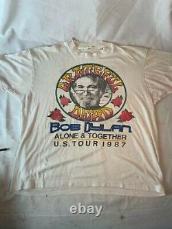 Rare Vtg Grateful Dead & Bob Dylan Alone & Together Tour 1987 T Shirt L/XL