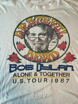 Rare Vtg Grateful Dead & Bob Dylan Alone & Together Tour 1987 T Shirt L/XL