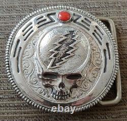 Ultra Rare Handmade Vintage 80s Grateful Dead Steal Your Face Silver Belt Buckle