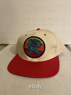 VTG 90s Grateful Dead Band Rare Vintage Snapback Hat Jerry Garcia Bear Sewn Red