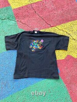 VTG 90s Grateful Dead Dancing Bear Rose Nepal Tibetan Embroidered Shirt Rare XL