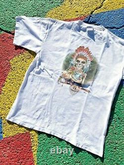 VTG 90s Grateful Dead Rare Native American Indian Headdress Skull Rose Shirt XL