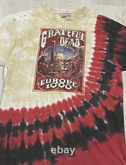 Vintage 1990 Grateful Dead Europe Tour T Shirt Men's Large Liquid Blue Rare