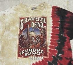 Vintage 1990 Grateful Dead Europe Tour T Shirt Men's Large Liquid Blue Rare