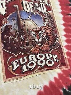 Vintage 1990 Grateful Dead Europe Tour T Shirt Men's Large Liquid Blue Rare