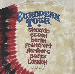 Vintage 1990 Grateful Dead Europe Tour T Shirt Men's Large Liquid Blue Rare