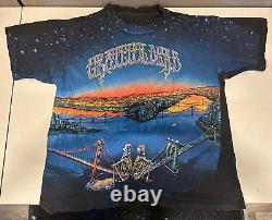 Vintage 1990 Grateful Dead Skeletons Graphic Print T-Shirt RARE