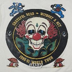 Vintage 1990 Grateful Dead Without A Net World Tour Clown T-shirt Size Medium