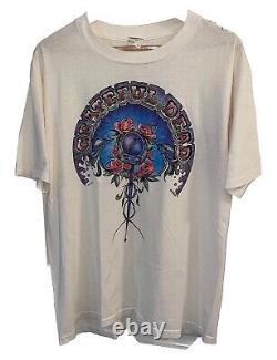 Vintage 90s Grateful Dead Shirt Spring Tour 1994 Dubois L Rare GDM Rock White