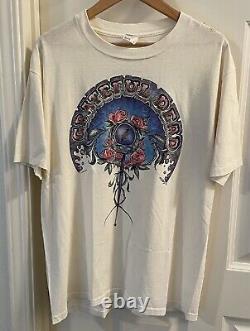 Vintage 90s Grateful Dead Shirt Spring Tour 1994 Dubois L Rare GDM Rock White