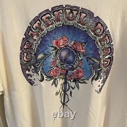 Vintage 90s Grateful Dead Shirt Spring Tour 1994 Dubois L Rare GDM Rock White