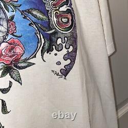 Vintage 90s Grateful Dead Shirt Spring Tour 1994 Dubois L Rare GDM Rock White