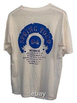 Vintage 90s Grateful Dead Shirt Spring Tour 1994 Dubois L Rare GDM Rock White