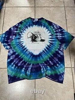 Vintage 90s Jerry Garcia Tribute Shirt XXL Rare Tie Dye Blue Purp Grateful Dead