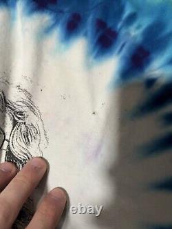 Vintage 90s Jerry Garcia Tribute Shirt XXL Rare Tie Dye Blue Purp Grateful Dead
