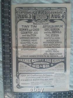 Vintage August 1968 NEWPORT POP FESTIVAL Grateful Dead Airplane RARE Poster AD