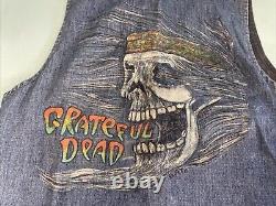 Vintage Custom Painted GATO Grateful Dead Levis Denim Vest Skull Garcia RARE